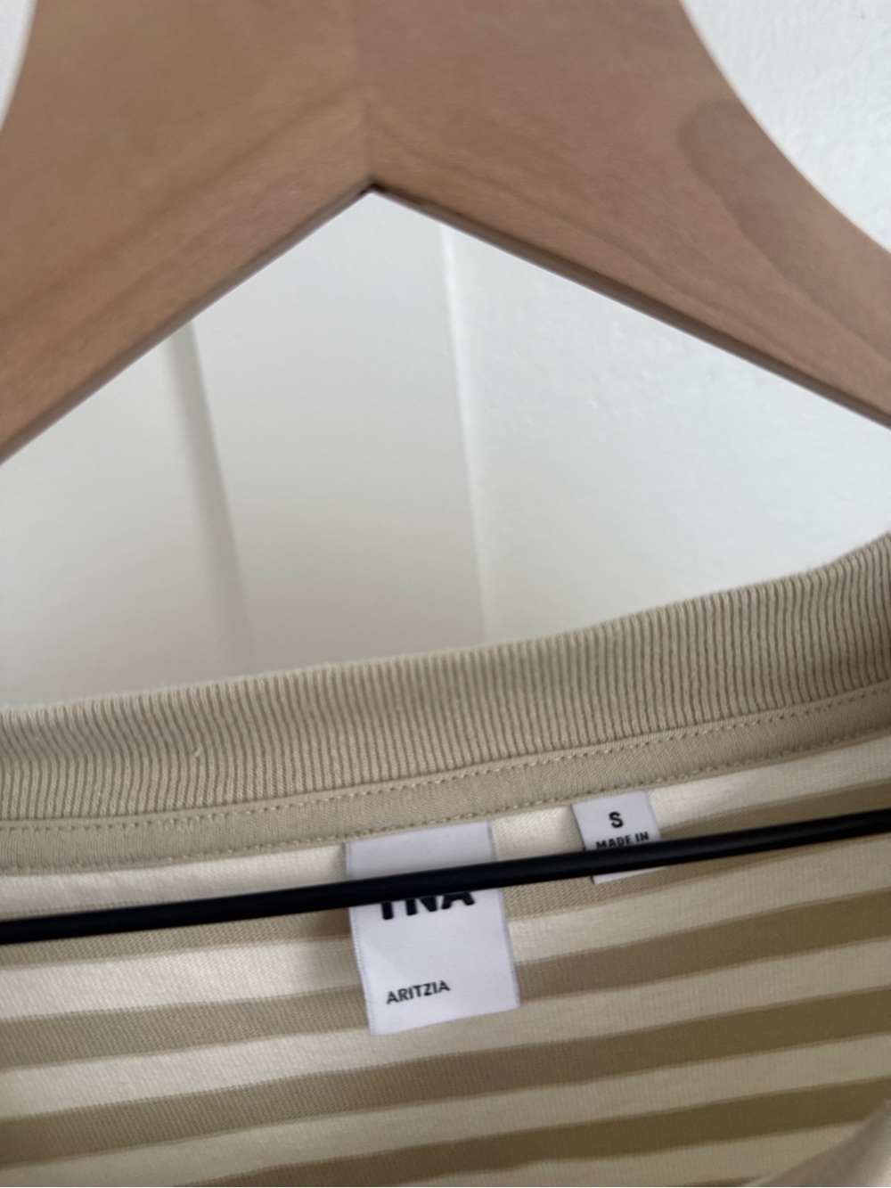 Aritzia Tna Mighty Cotton Wicket Longsleeve Light Birch Stripes - Picture 3 of 4
